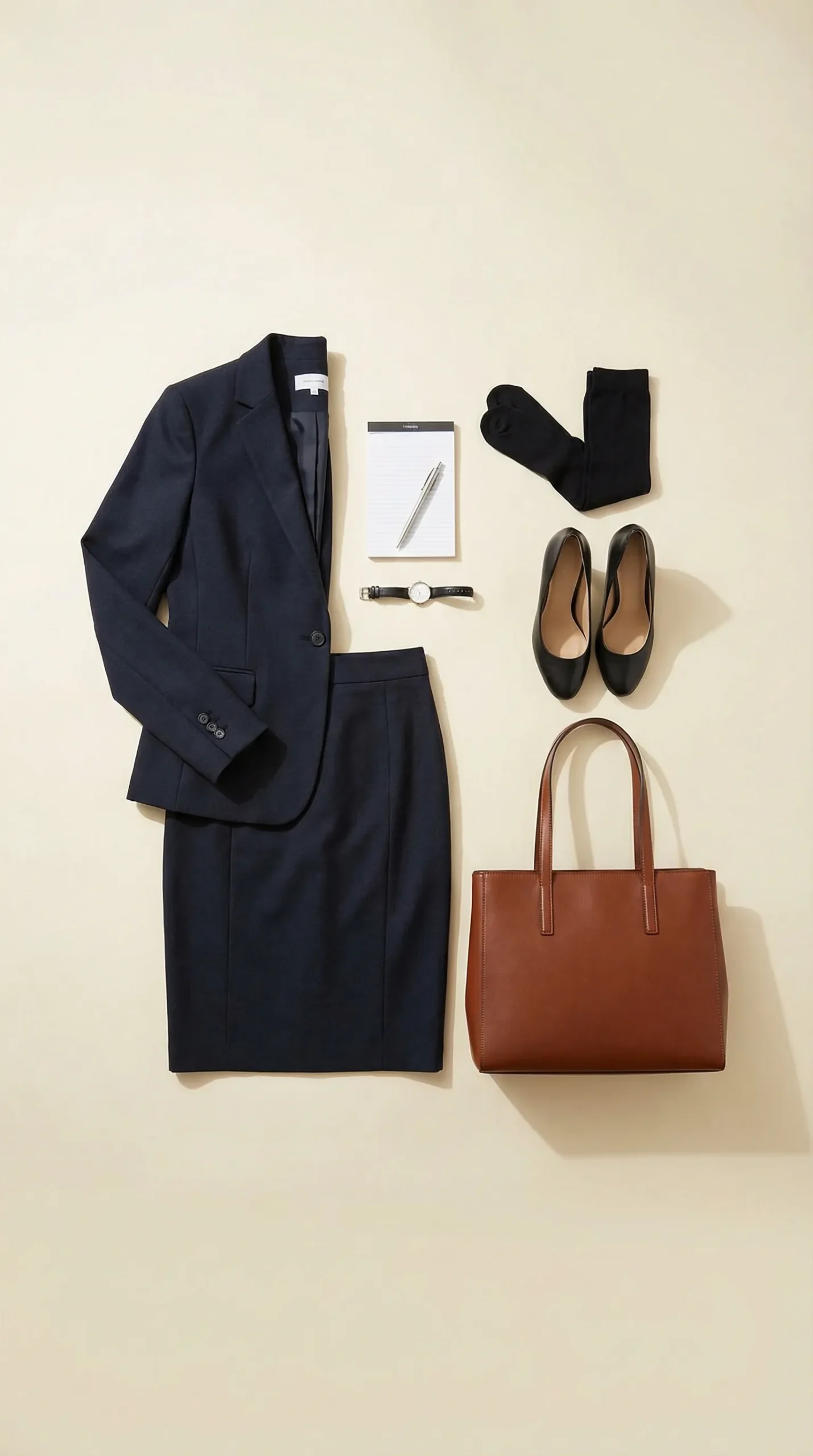 Business formal skirt suit and pumps essentials for women