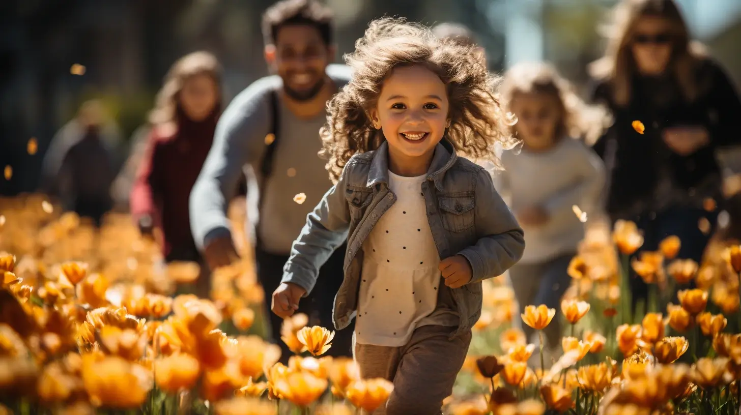 1. Spring event ideas Children running in a field of yellow flowers