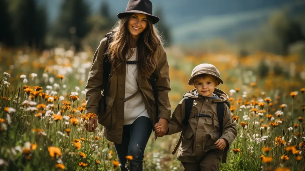 mother and son walking through a field - Mother Son Event Ideas
