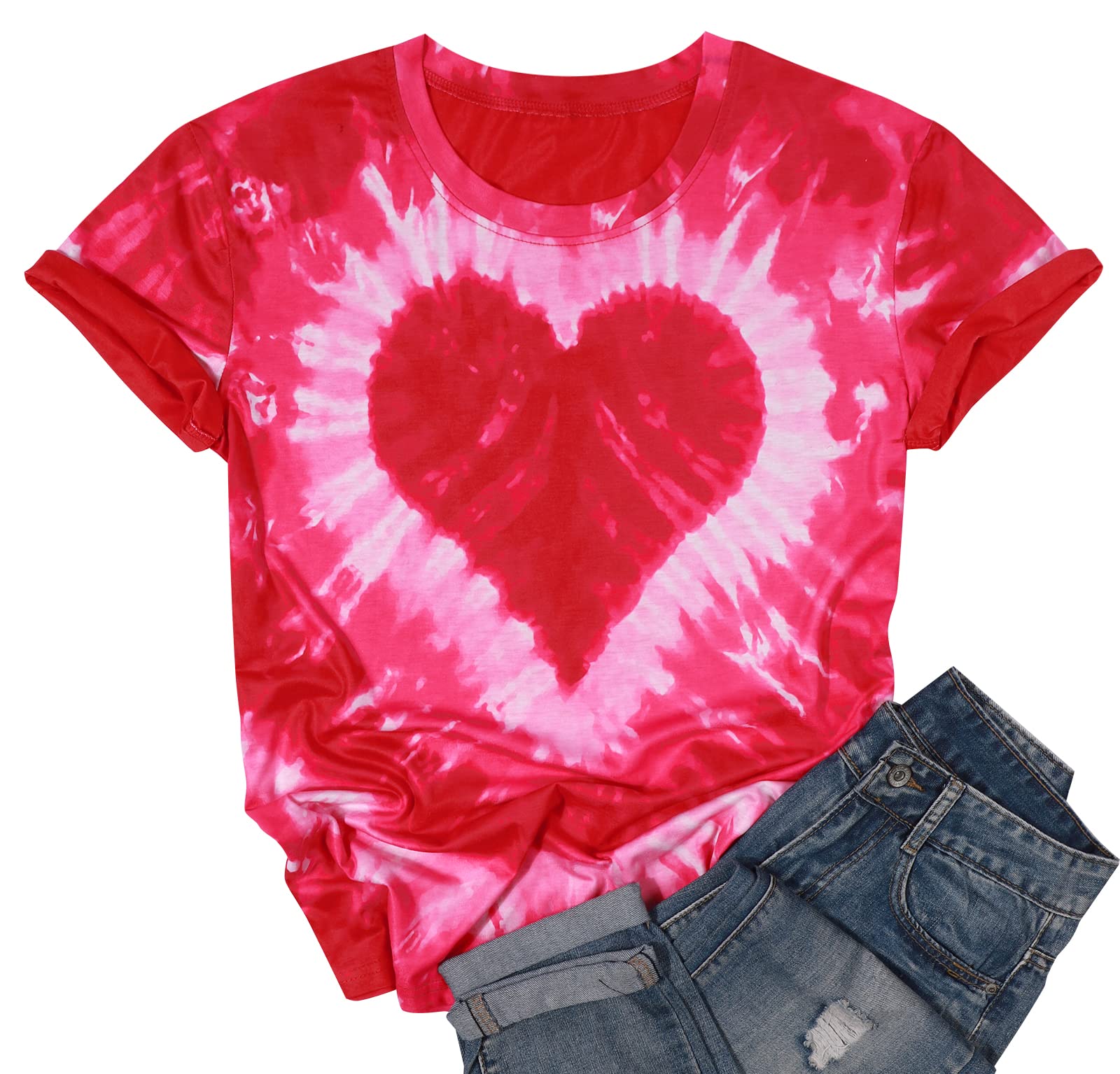 Women Tie Dye Heart Graphic T-Shirt