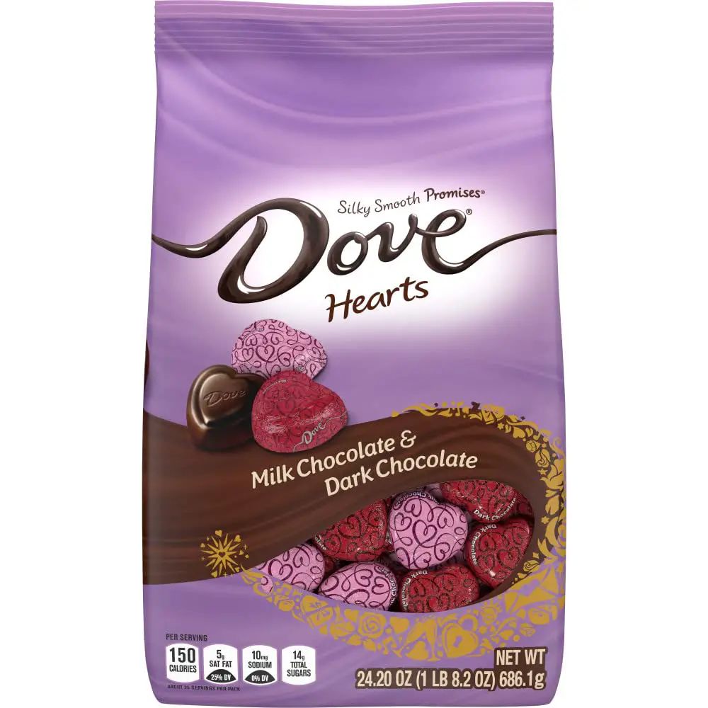 DOVE PROMISES Milk & Dark Chocolate Valentines Day Candy Hearts