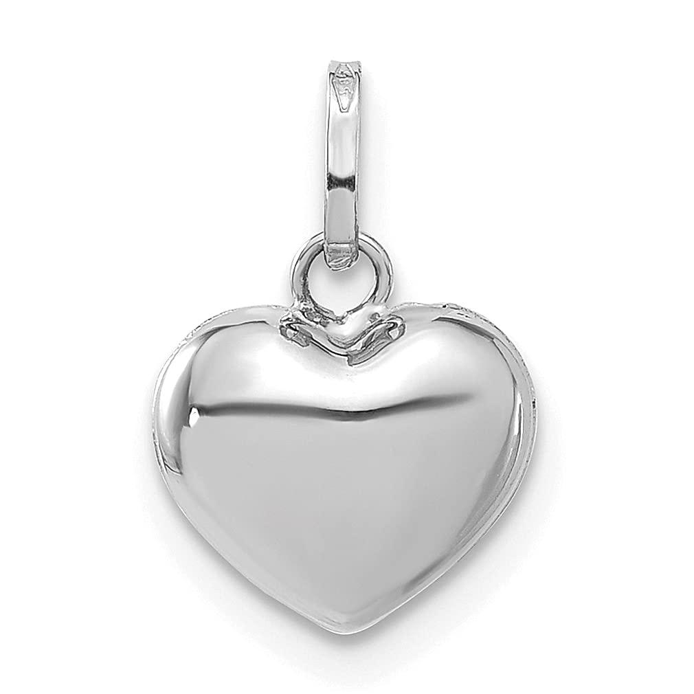 14k White Gold Heart Necklace Charm