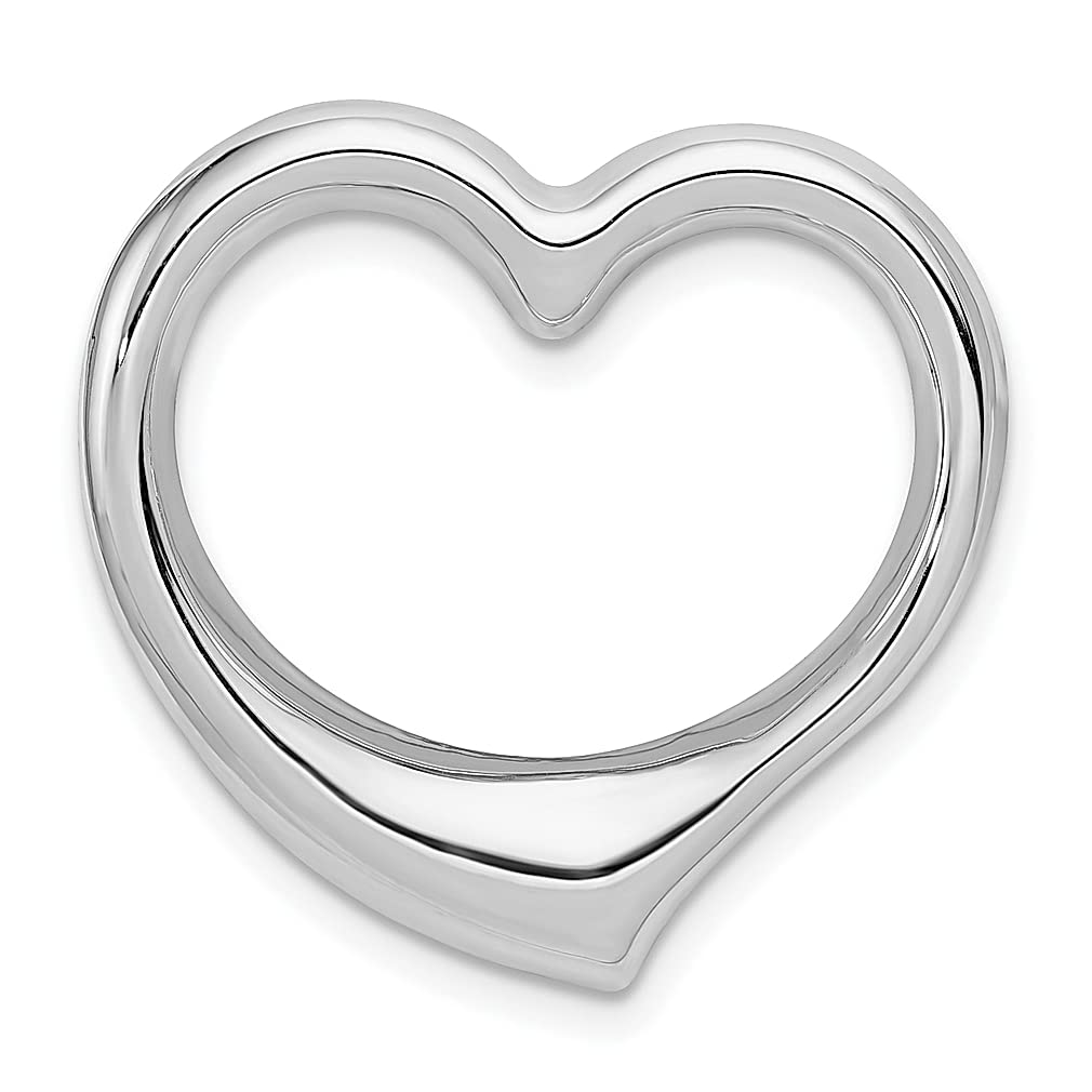 14k White Gold Heart Necklace Charm
