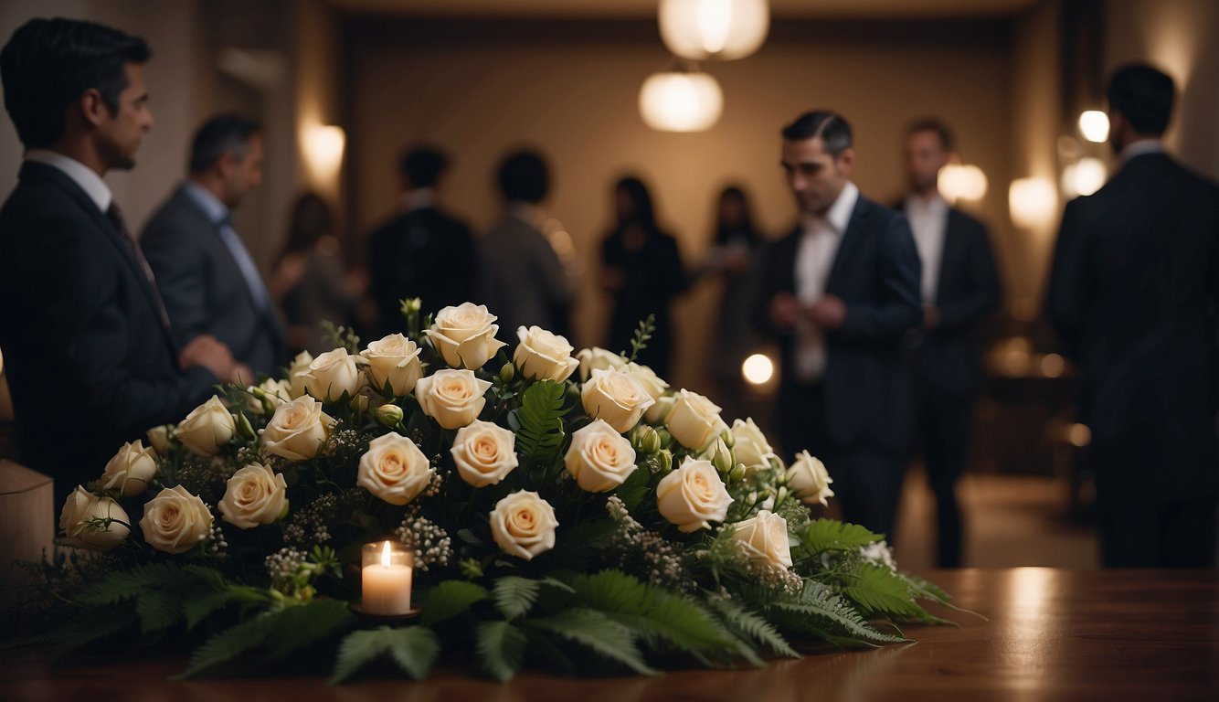 Guests enter a dimly lit room with soft music playing. They pay their respects to the deceased and offer condolences to the grieving family Funeral Visitation Etiquette