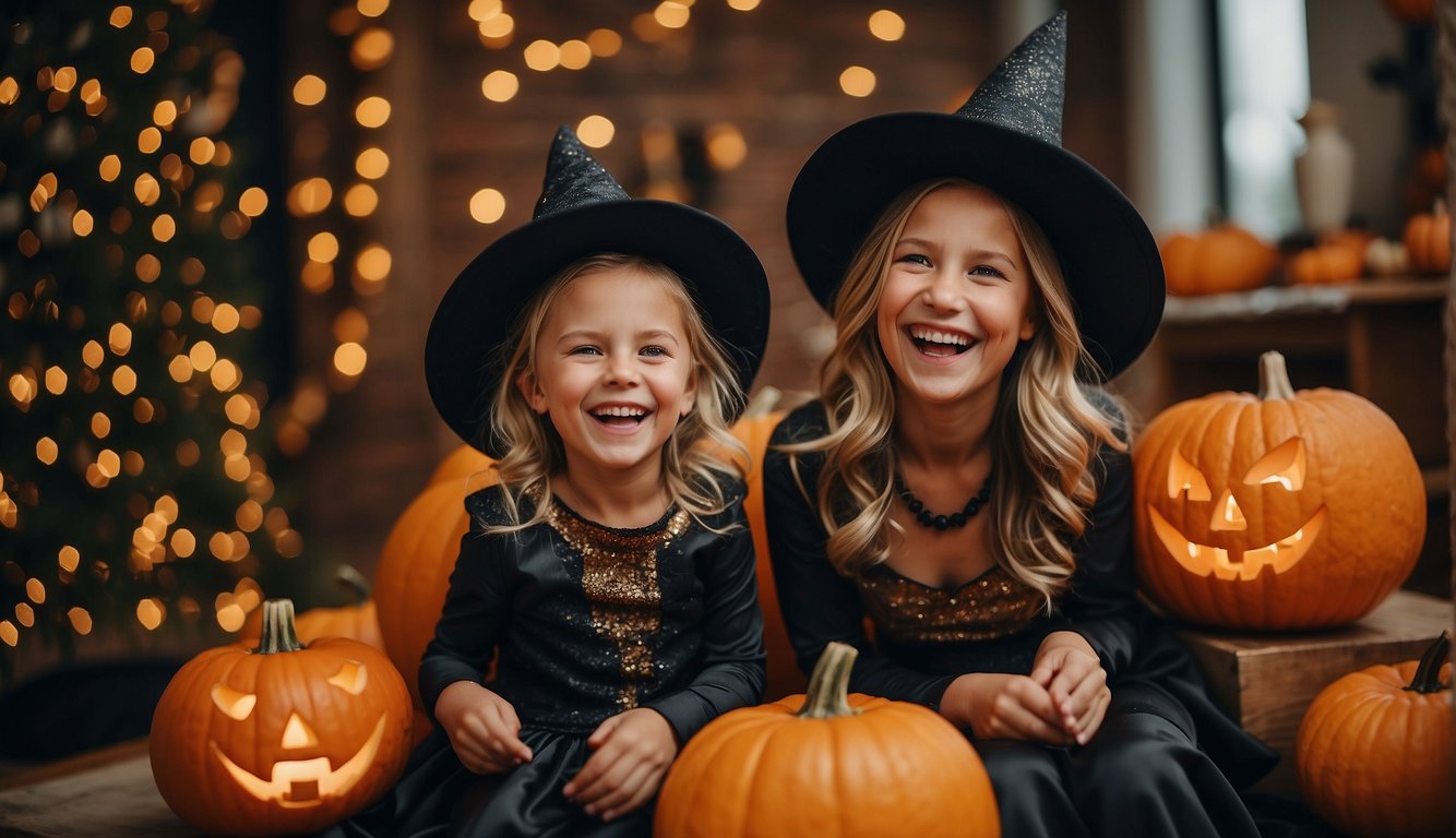 A colorful display of Halloween costumes for mom and daughter at a festive shop Mom and Daughter Halloween Costume Ideas