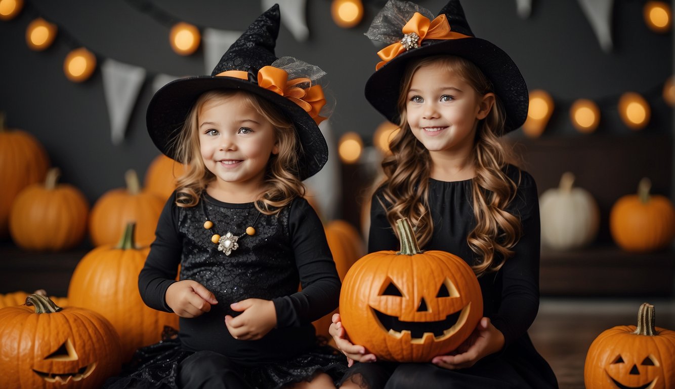 Mom and daughter choosing matching costumes and accessories for Halloween Mom and Daughter Halloween Costume Ideas
