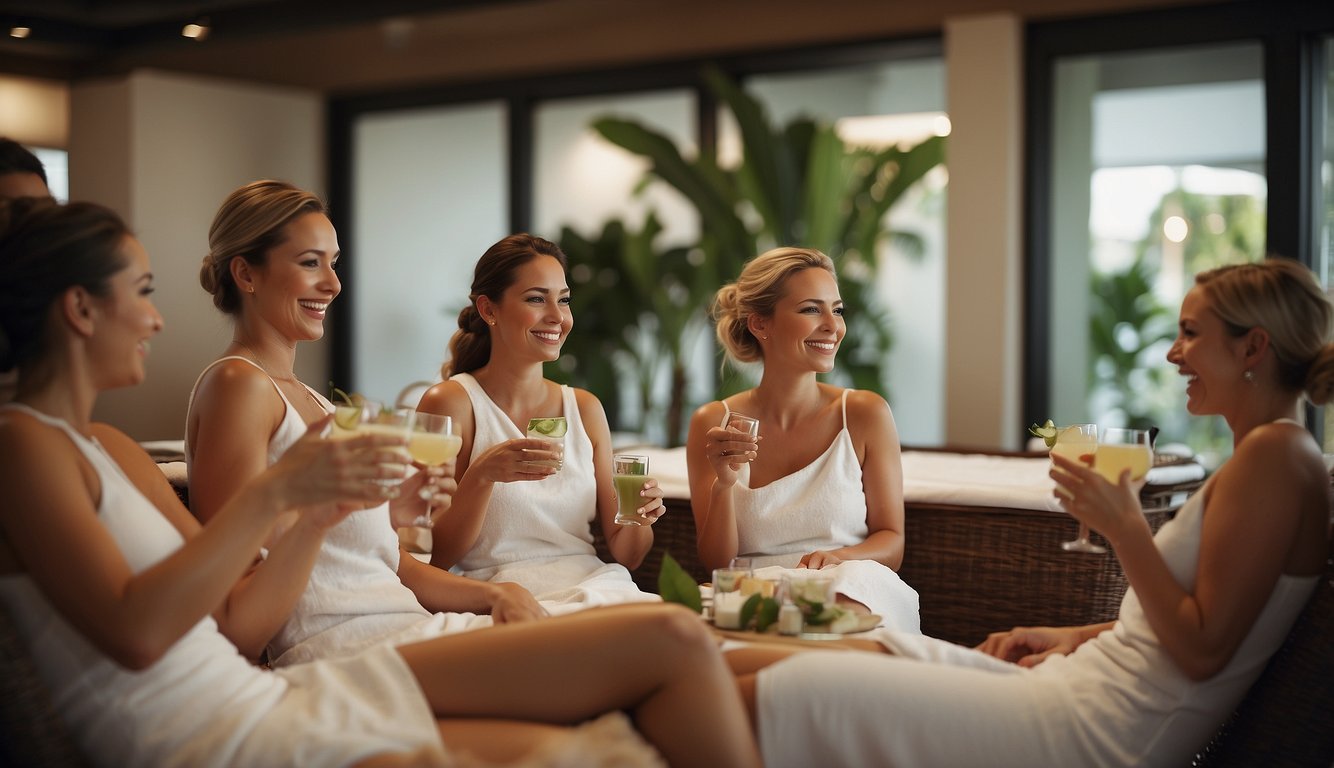 A group of women gather around a table, excitedly discussing various activities for a bachelorette party in Houston. Maps, brochures, and notebooks are spread out as they plan the perfect itinerary Houston Bachelorette Party Ideas
