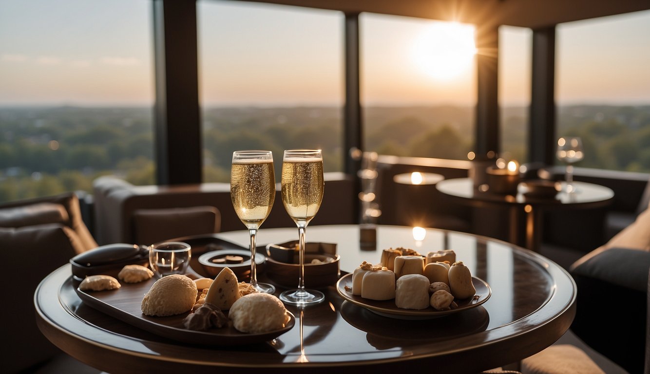 A lavish suite with champagne, spa robes, and a stunning view of the Michigan landscape Bachelorette Party Ideas in Michigan
