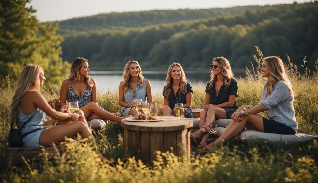 A group of women enjoy outdoor activities like kayaking, wine tasting, and hiking in the beautiful Michigan countryside for a bachelorette party Bachelorette Party Ideas in Michigan