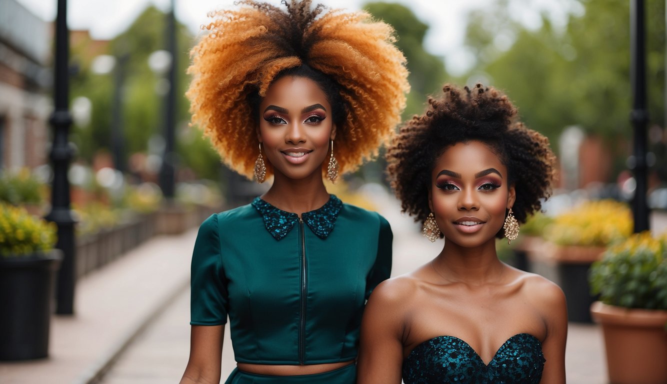 A black girl with vibrant and playful hair choices for prom, showcasing various styles and colors_Prom Hairstyles Black Girl