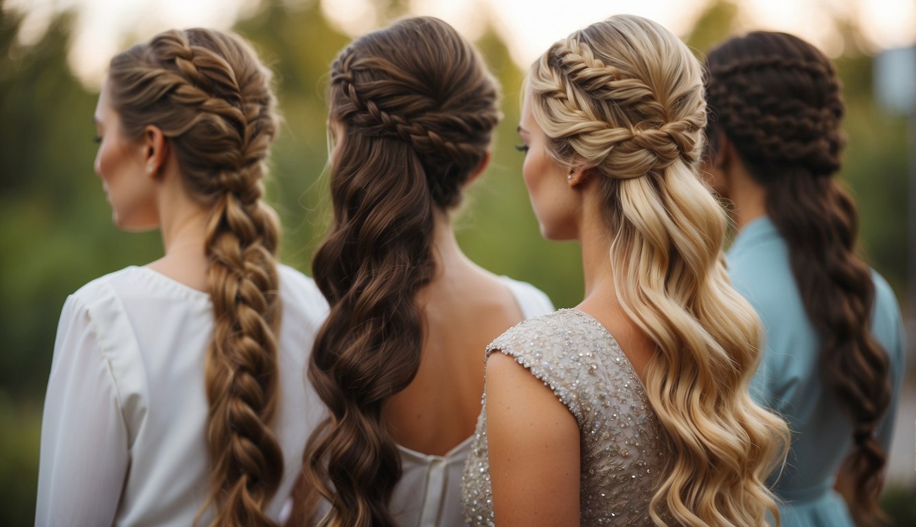 A group of girls with different hair textures and lengths are showcasing various braid prom hairstyles