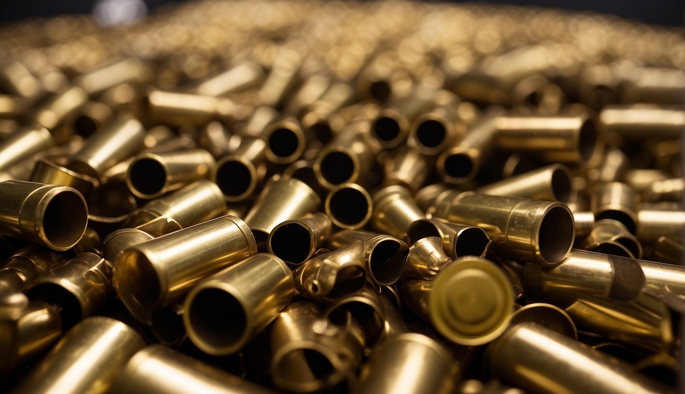 Empty brass casings swept into bins. Targets collected and disposed of. Guns unloaded and stored safely. Range officers signal end of session Gun Range Etiquette