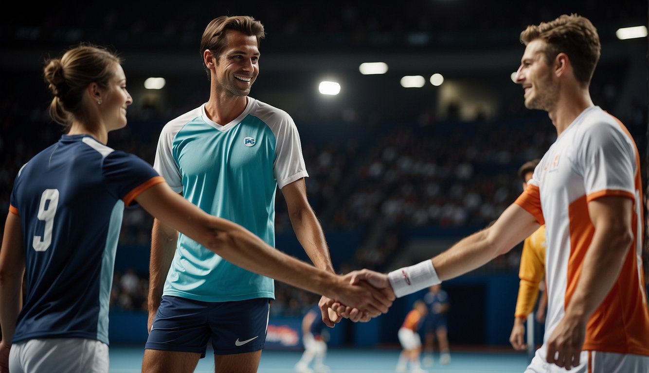 Players shake hands at the net after a match, showing sportsmanship and respect for each other Tennis Etiquette