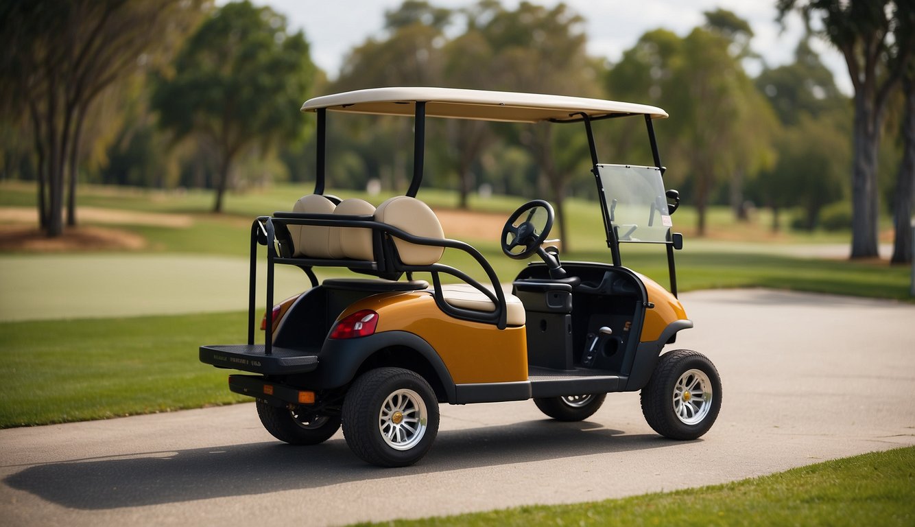 Golf cart follows designated paths, avoids restricted areas, and maintains a safe distance from greens and hazards Golf Cart Etiquette