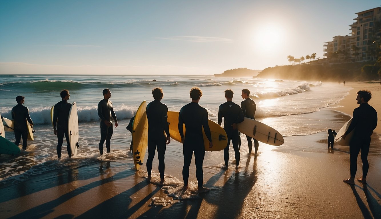 Surfers wait their turn, communicate, and share waves respectfully Surf Etiquette