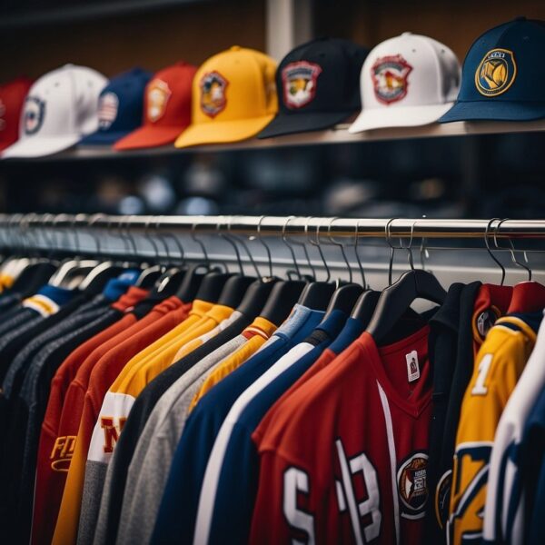 What to Wear to a Hockey Game: Fans selecting hockey jerseys, scarves, and hats. Excitedly discussing team colors and logos. A mix of anticipation and team spirit fills the air