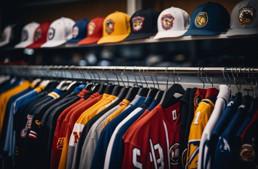 What to Wear to a Hockey Game: Fans selecting hockey jerseys, scarves, and hats. Excitedly discussing team colors and logos. A mix of anticipation and team spirit fills the air