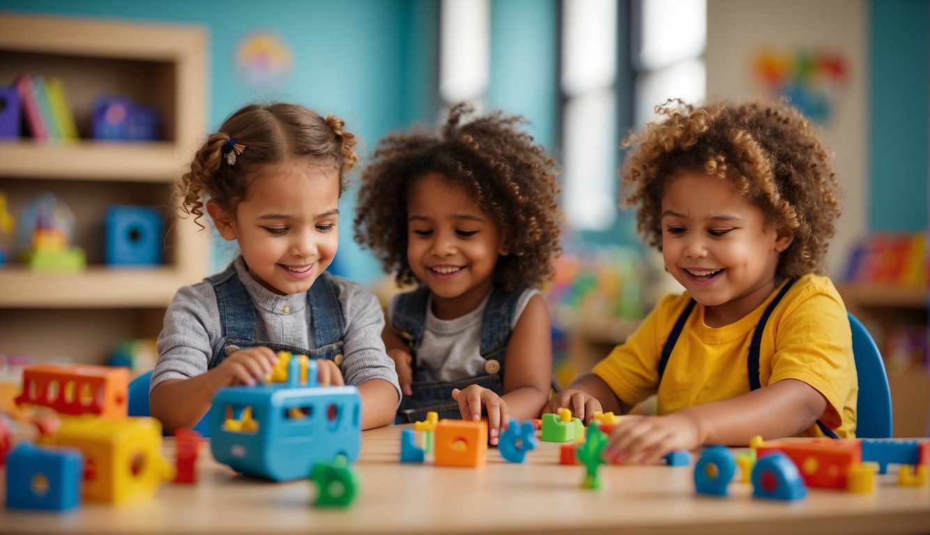 Preschoolers engaged in educational activities like reading, drawing, and playing with educational toys in a bright and colorful classroom setting Summer Activities for Preschoolers