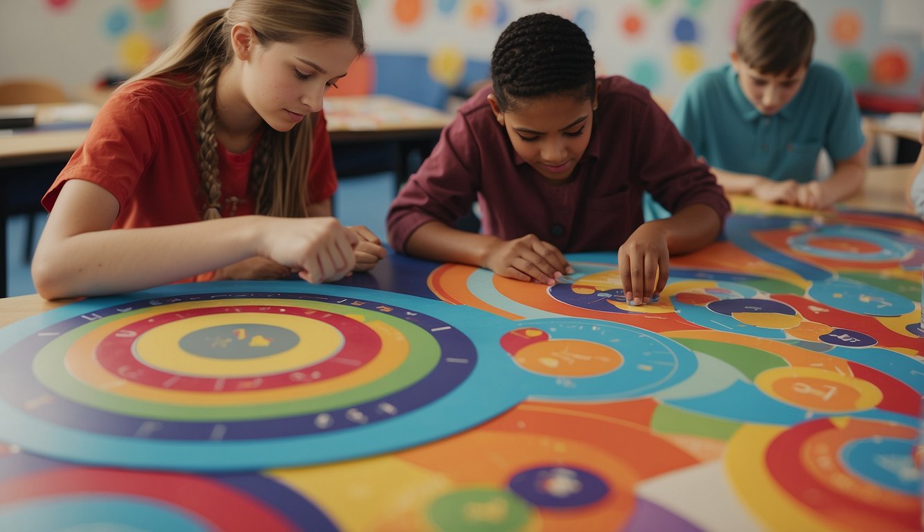 Middle schoolers measure circles, calculate ratios, and create pi-themed art in a classroom filled with colorful posters and geometric shapes Pi Day Activities for Middle School