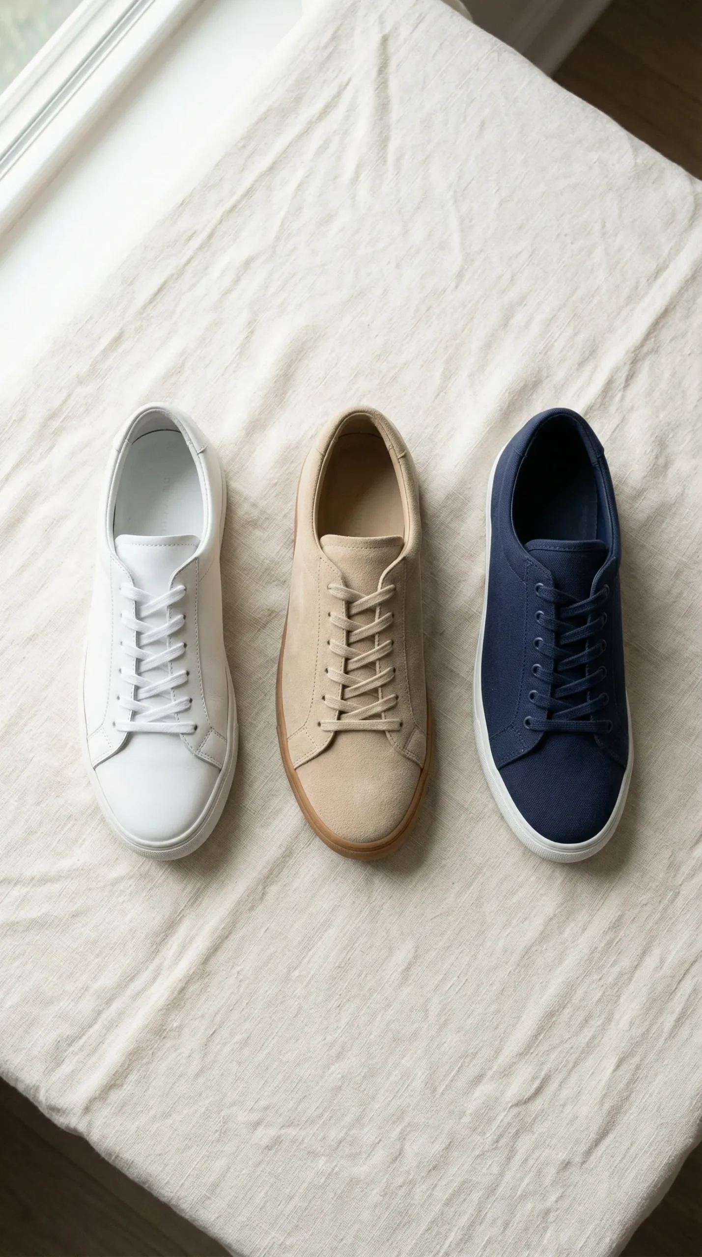 Qualifying leather sneakers for smart casual women's outfits — minimalist low-profile styles