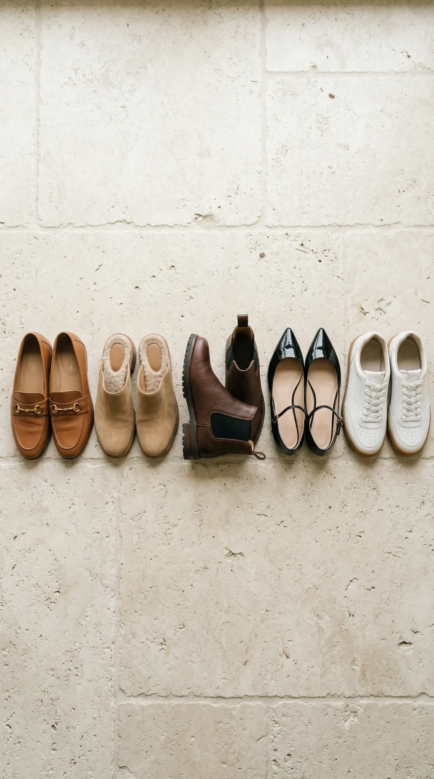 Smart casual shoes for women — five categories including loafers, mules, ankle boots, ballet flats and leather sneakers