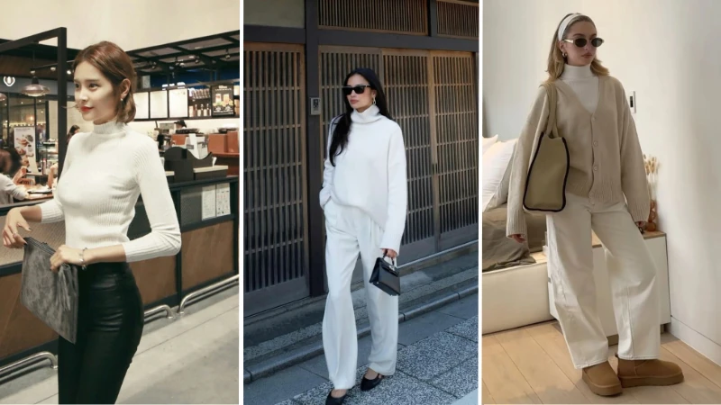 white turtleneck outfit