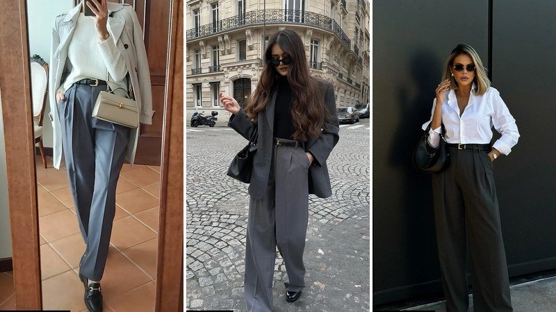 grey pants outfit for work women
